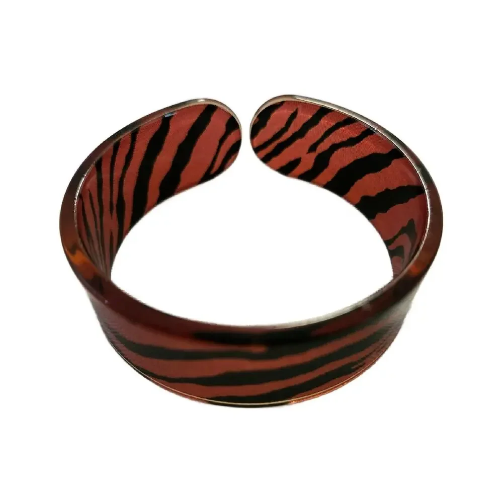 Vintage Y2K Zebra Swirl Lucite Chunky Cuff Bracelet